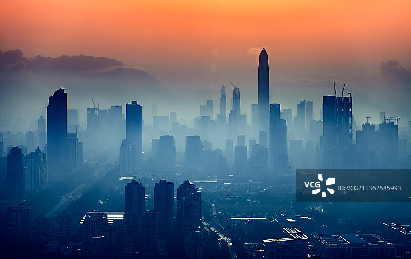 中国广东深圳清晨都市风光图片素材