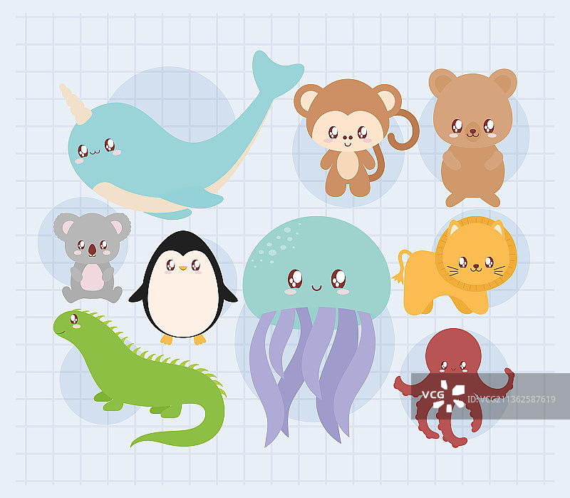 九个可爱的幼崽图片素材