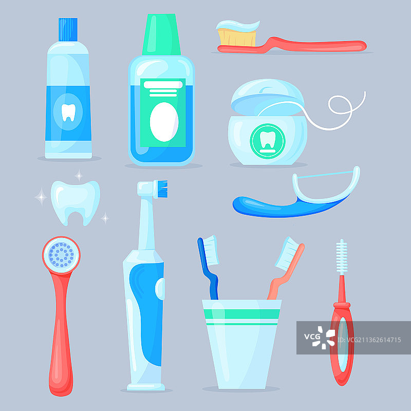 牙科清洁工具卡通牙刷图片素材