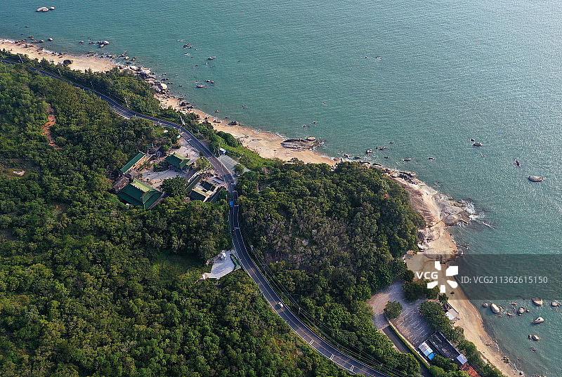 广东省汕尾市陆丰市观音岭水月宫航拍图片素材