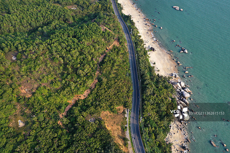 广东省汕尾市陆丰市观音岭水月宫航拍图片素材