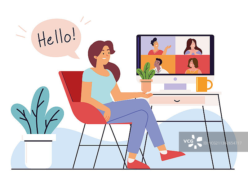 女人与团队交谈图片素材