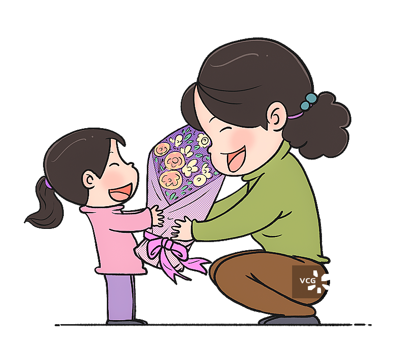 孩子给妈妈送花场景元素图片素材