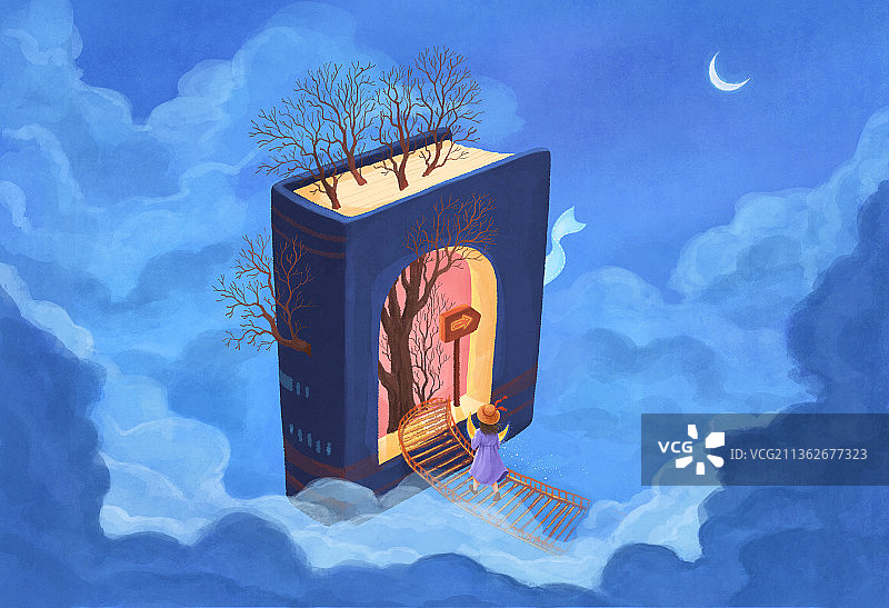 小清新创意书籍插画横版6图片素材