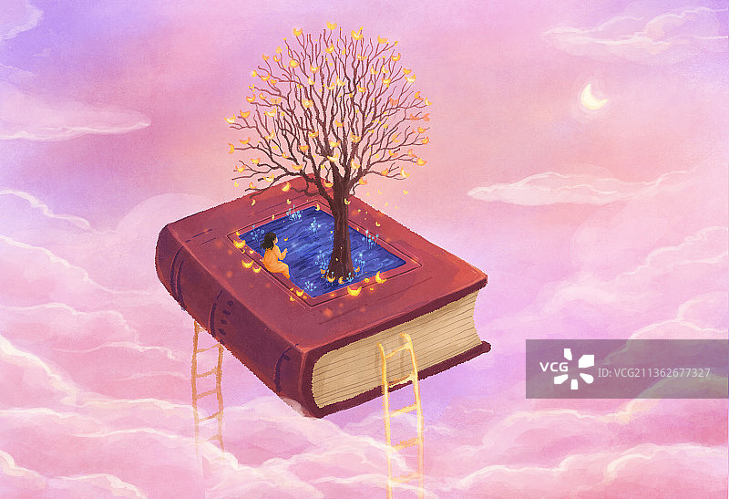 小清新创意书籍插画横版图片素材