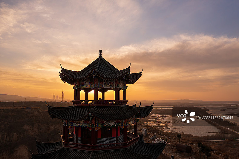 郑州，黄河，汜水，虎牢关，夕阳楼图片素材