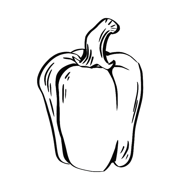 黑白线描风格水果蔬菜插画元素图片素材