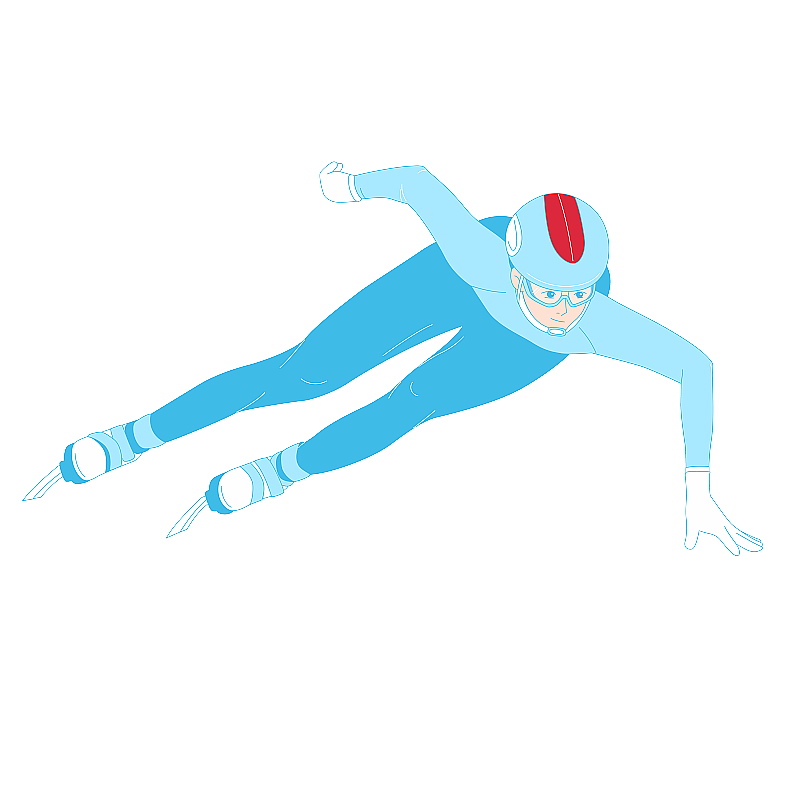 运动会速滑项目矢量人物插画元素图片素材