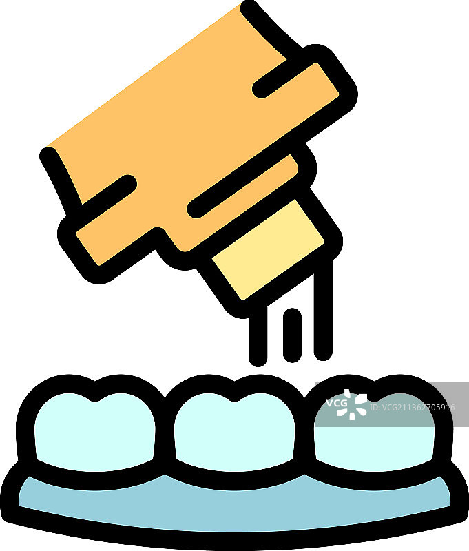 牙齿保健彩色轮廓图标图片素材