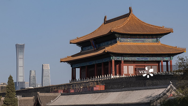 紫禁城 神武门 CBD 北京中信大厦图片素材