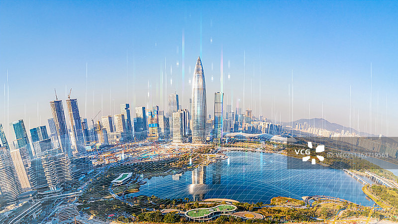 深圳市南山区后海地标建筑科技背景展板图片素材