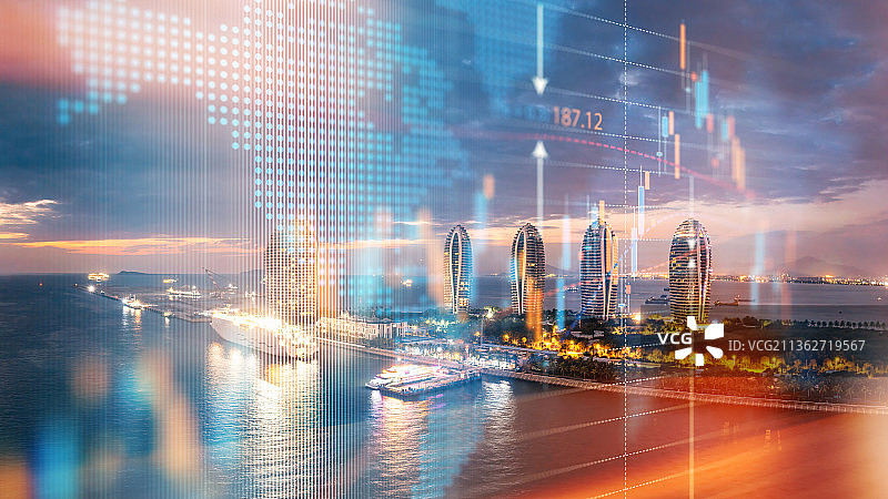 海南省凤凰岛AI科技风城市全景图片图片素材