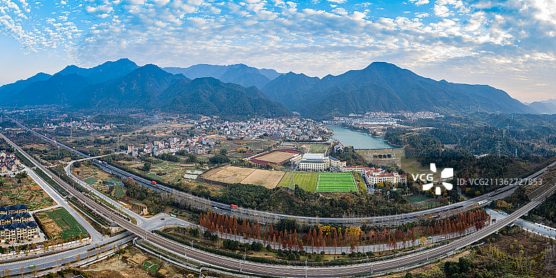 桐庐健康城风光全景航拍图片素材