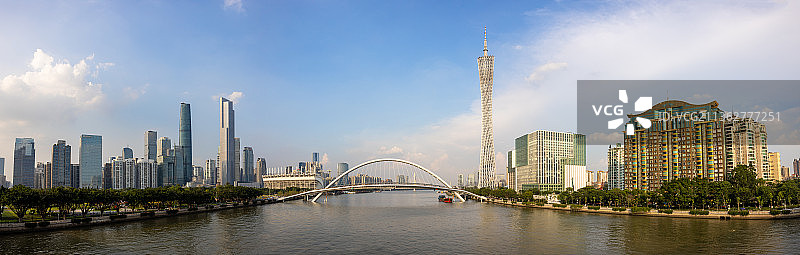 广州CBD全景图（国际金融中心，海心桥，，海心沙、广州塔）图片素材