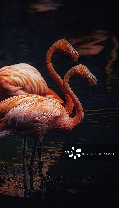 一对火烈鸟图片素材