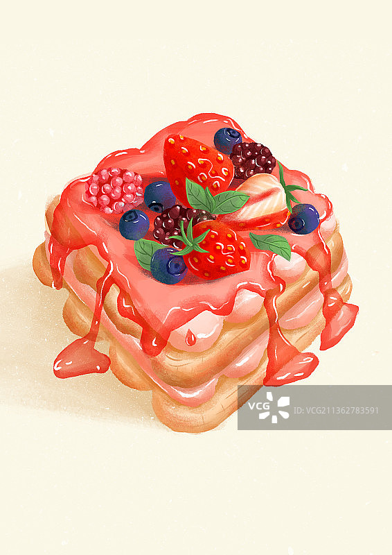 草莓酱水果提拉米苏图片素材