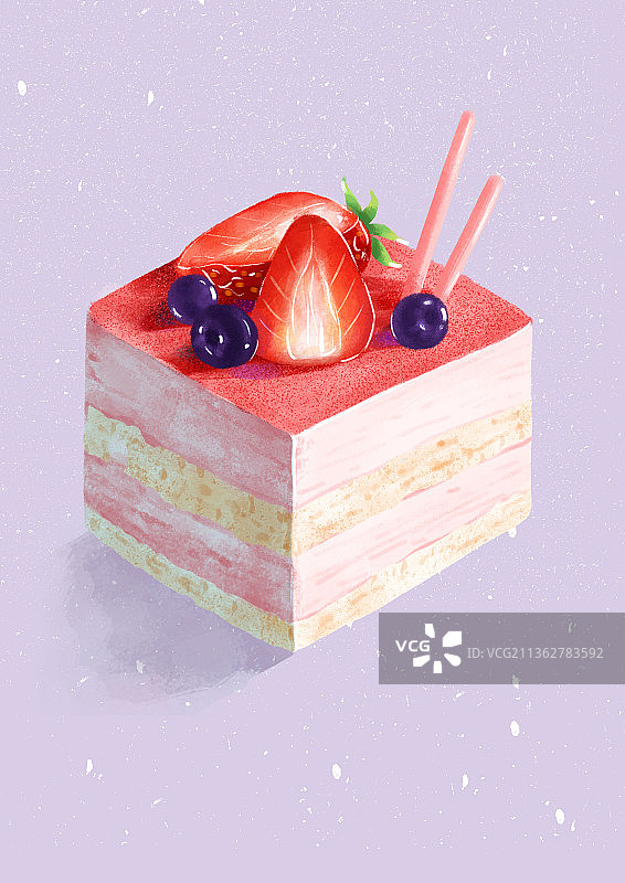 草莓丝绒小蛋糕图片素材