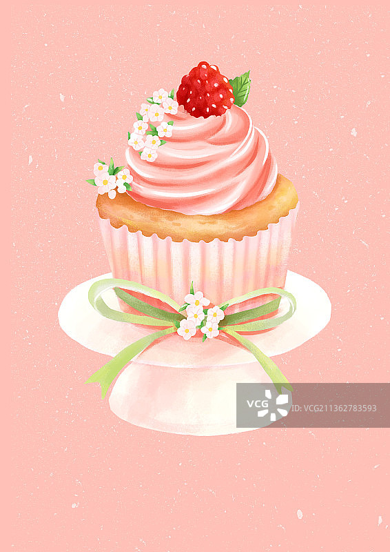 草莓奶油纸杯蛋糕图片素材