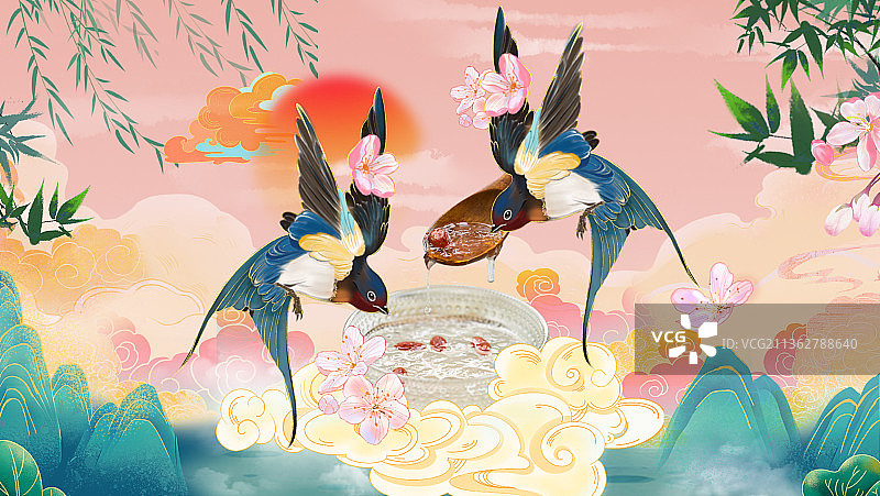 燕窝品牌KV主视觉插画设计图片素材