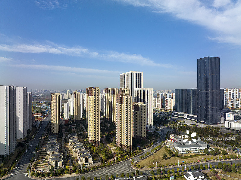 航拍襄阳东津新区民发世纪城城市风光图片素材