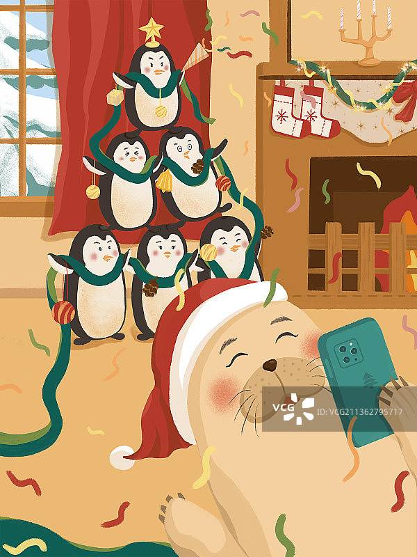 企鹅圣诞树图片素材