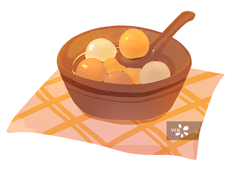 透明背景下碗里彩色汤圆的特写镜头图片素材