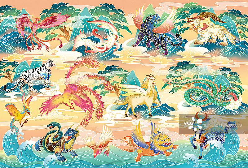 山海经神兽图图片素材