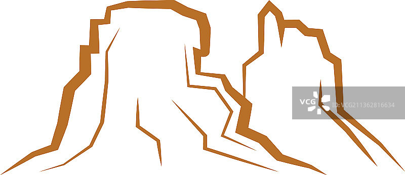 线条风格的岩石山地标志图标图片素材