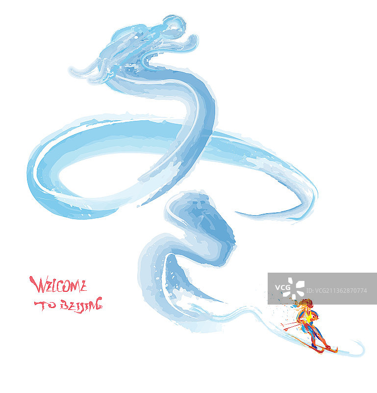 北京龙形状冬奥会滑雪图像图片素材