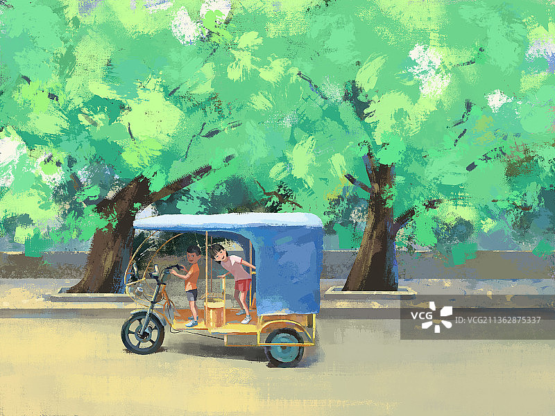 三轮车上的孩子图片素材
