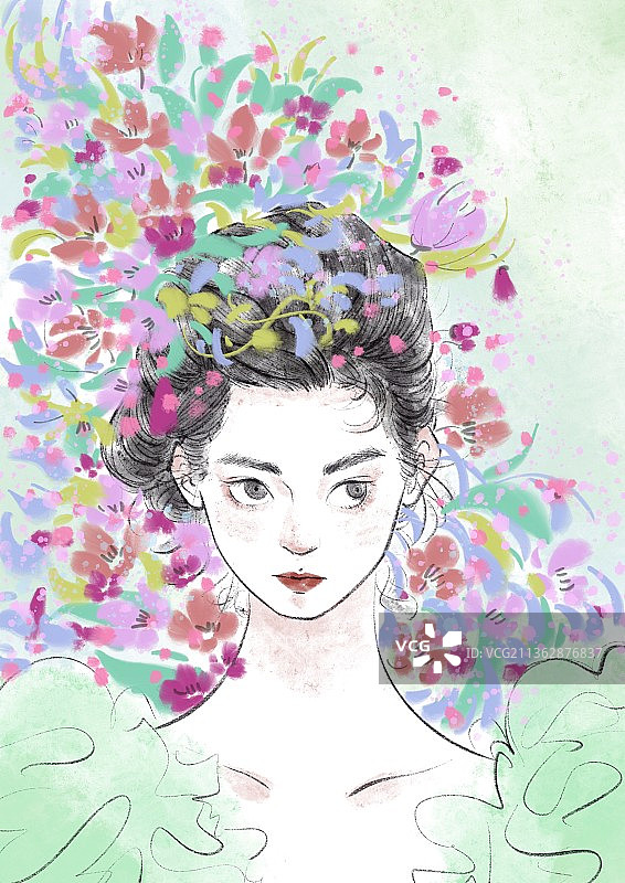 女孩插画图片素材