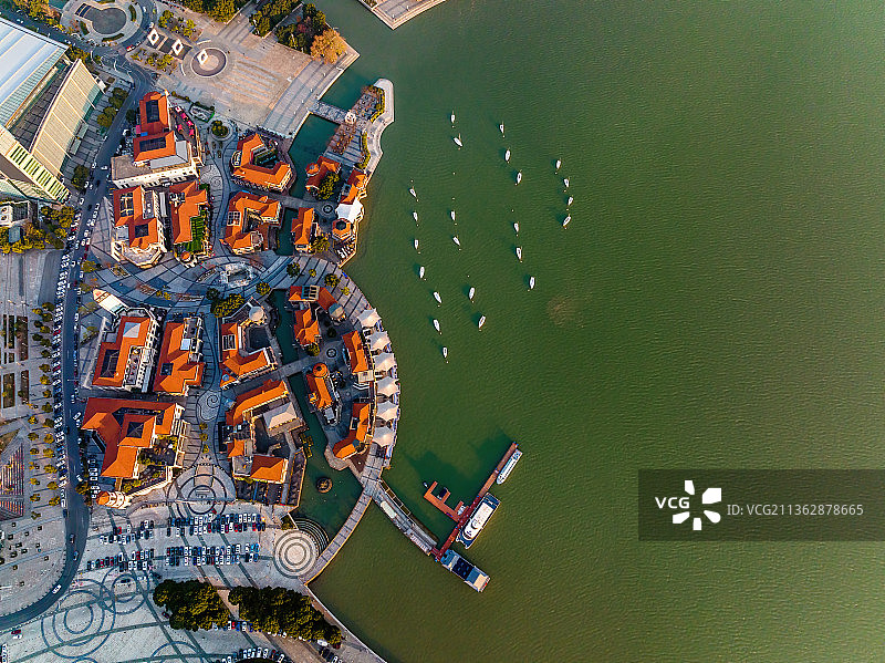 江苏苏州工业园区金鸡湖景区风光图片素材