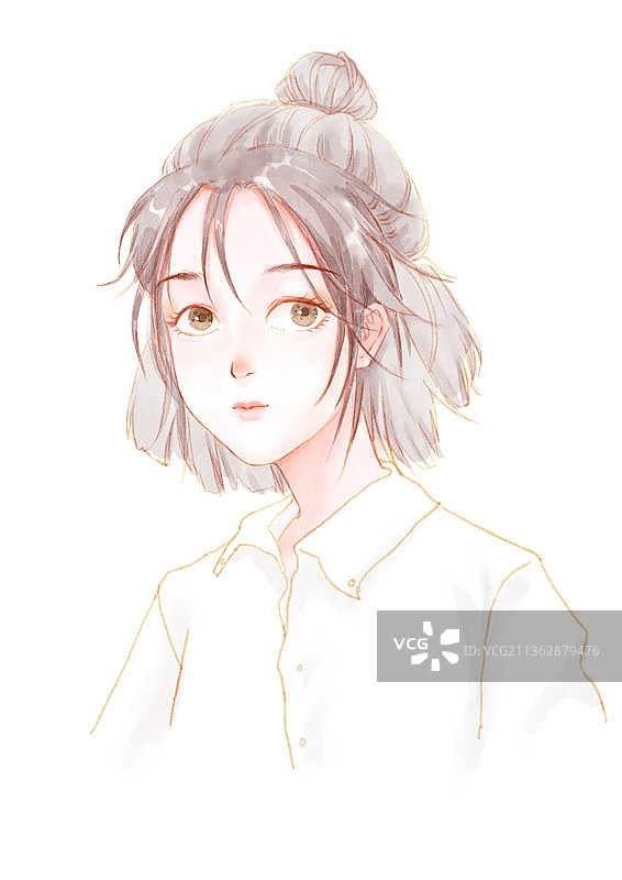 女孩水彩图片素材