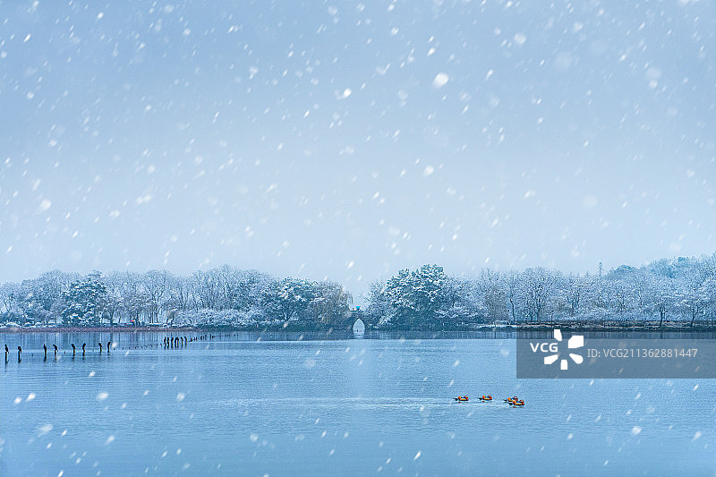 杭州西湖雪景图片素材