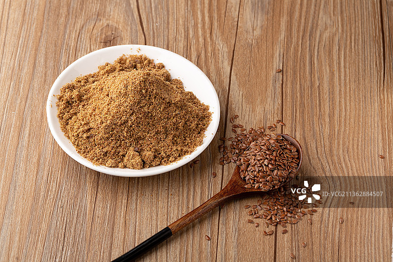 亚麻籽和亚麻籽粉图片素材