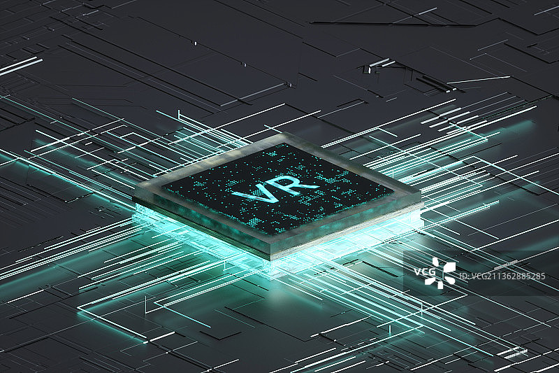 3d渲染VR芯片概念插图图片素材