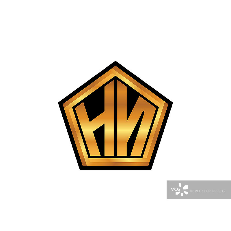 hn标志字母几何金色风格图片素材