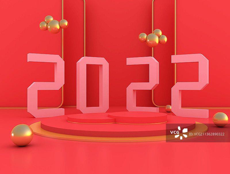 2022年节日喜庆电商红色展台背景图片素材