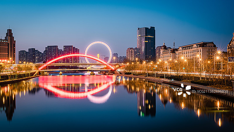 天津海河夜景图片素材