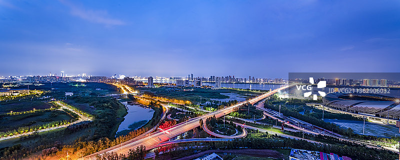 南昌九龙湖生米大桥城市夜景图片素材