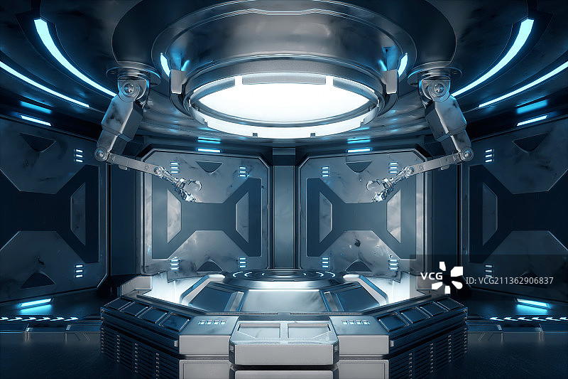 3D渲染的未来科技展台图片素材