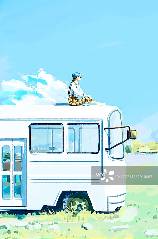 远方风景插画图片素材