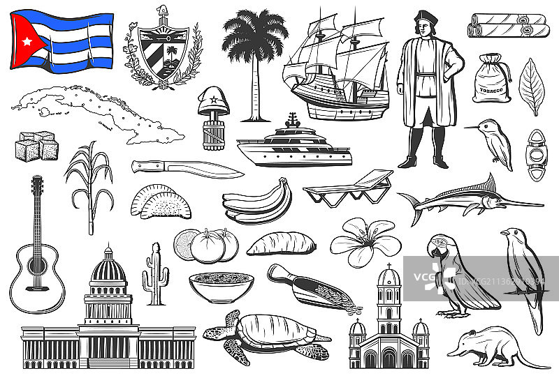 古巴国家象征美食自然图标图片素材