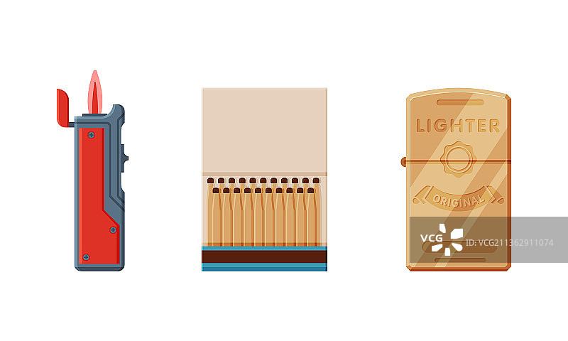 便携式打火机和火柴盒图片素材