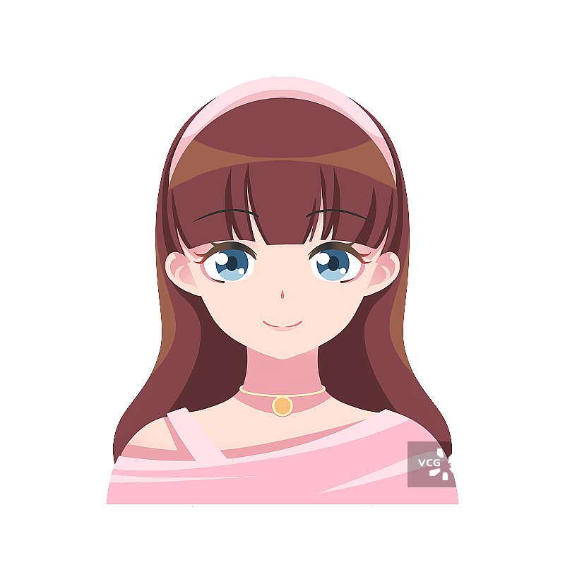 粉色卡通简约可爱发圈少女头像图片素材