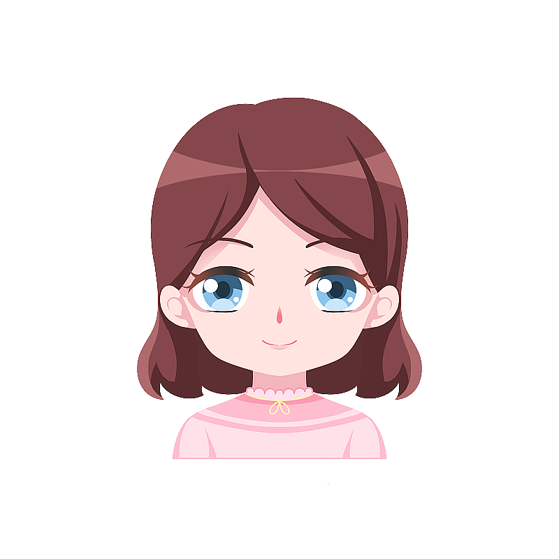 穿粉衣可爱的小女孩，卡通系列头像图片素材