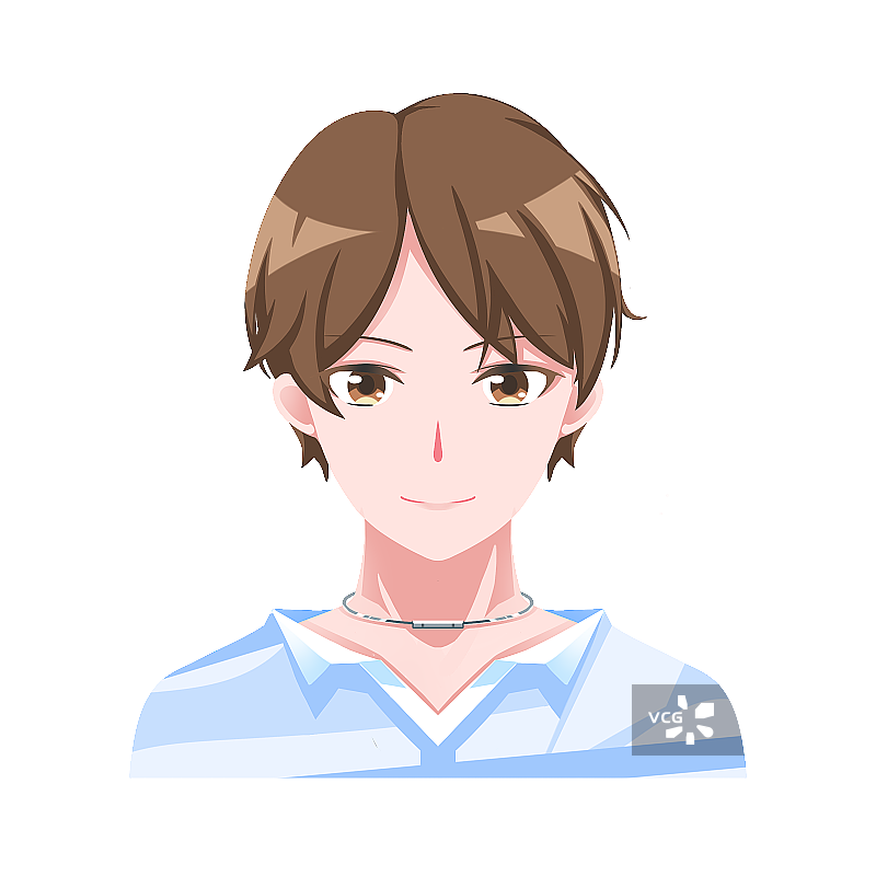 英俊的棕发帅哥，卡通系列头像图片素材