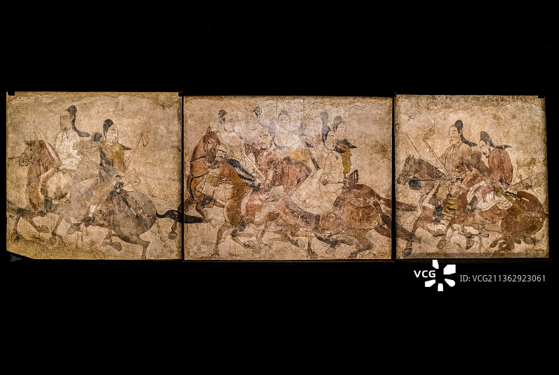 北齐鞍马游骑图壁画图片素材