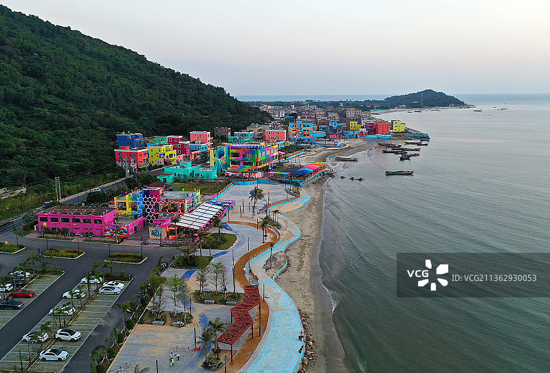 广东省汕尾市陆丰市金厢镇金厢滩航拍图片素材