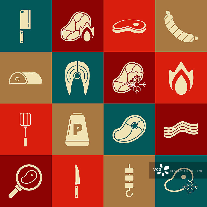 新鲜冷冻牛排肉培根条纹火图片素材